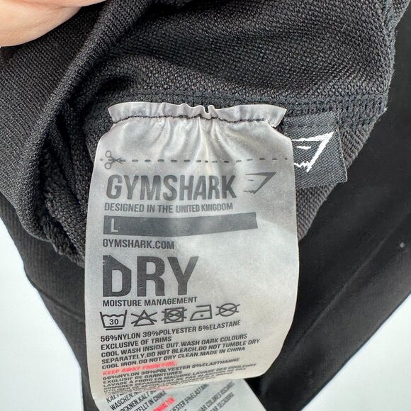 GYMSHARK Black Gray High Rise Logo Leggings Size Large L - Picture 7 of 8